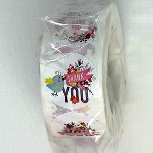 Thank You Stickers Roll: 1" diameter, 500 labels - Spring